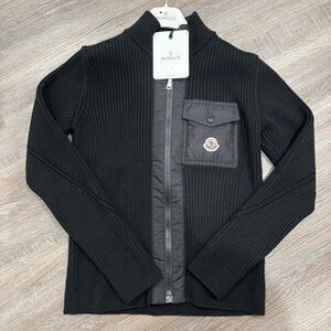 Moncler Cardigan Tricot Black Zip Up Sweater